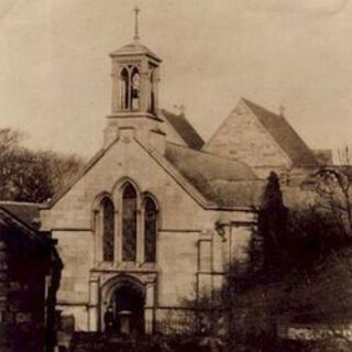 Holy Trinity in the 1880's - the original (1839) church, with the first stage of the present building rising up behind
