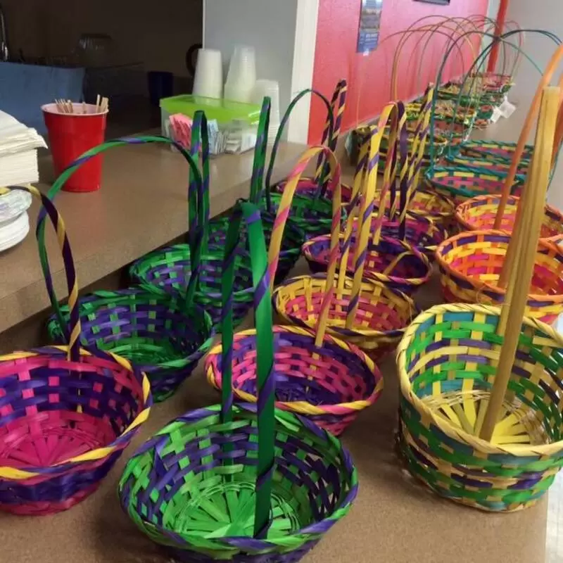 Preparing Easter Gift baskets for the Children