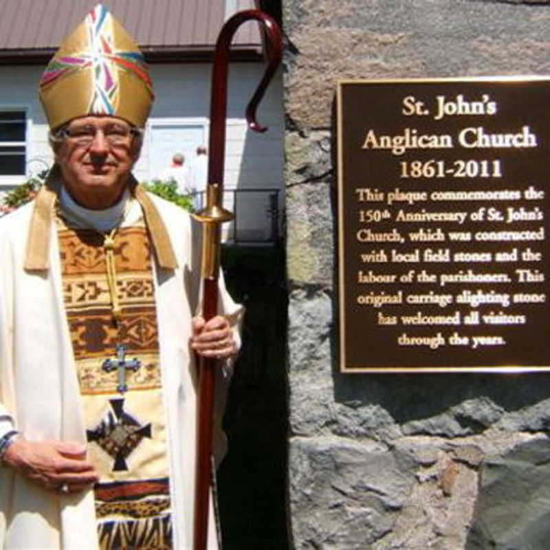 Bishop Terry Dance following the unveiling of the historic plaque at St. John's Anglican Church in Thamesford