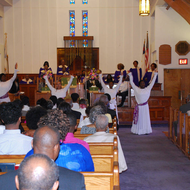 Sunday worship at Ward Memorial AME