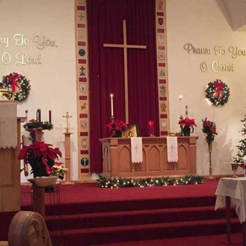 Our church decorated for the Christmas Eve worship service