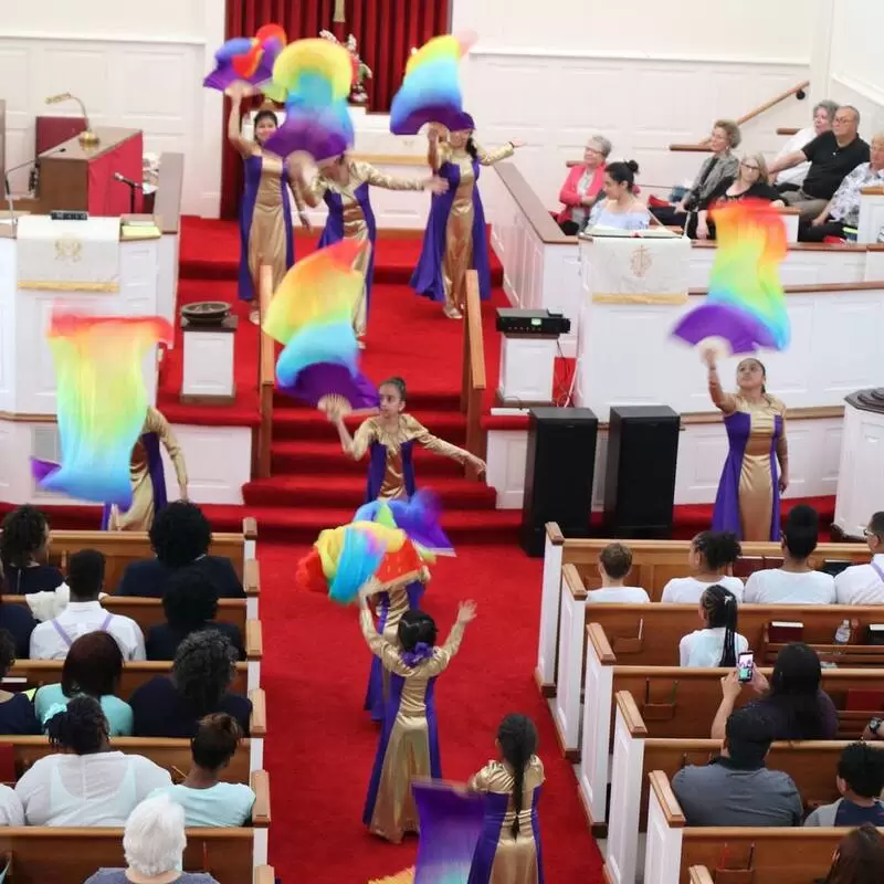 The Ebenezer Hispanic Presbyterian Church Dancers presenting an inspirational dance at Siler City Presbyterian Church