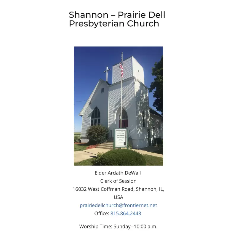Prairie Dell Presbyterian Church is located at 16032 W. Coffman Rd, Baileyville, Il. 61007