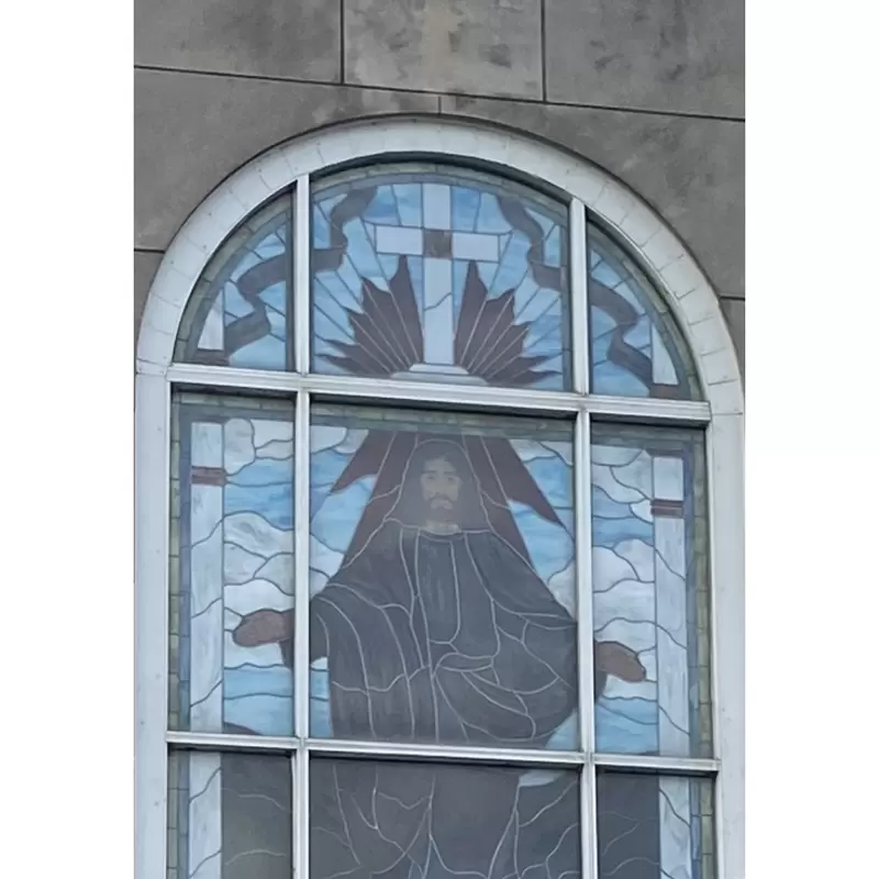 Beautiful Old Baptist Church Stain Glass Window