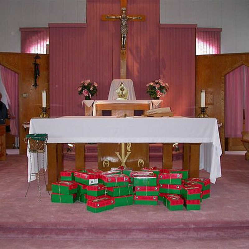 Christmas boxes at St. William's altar