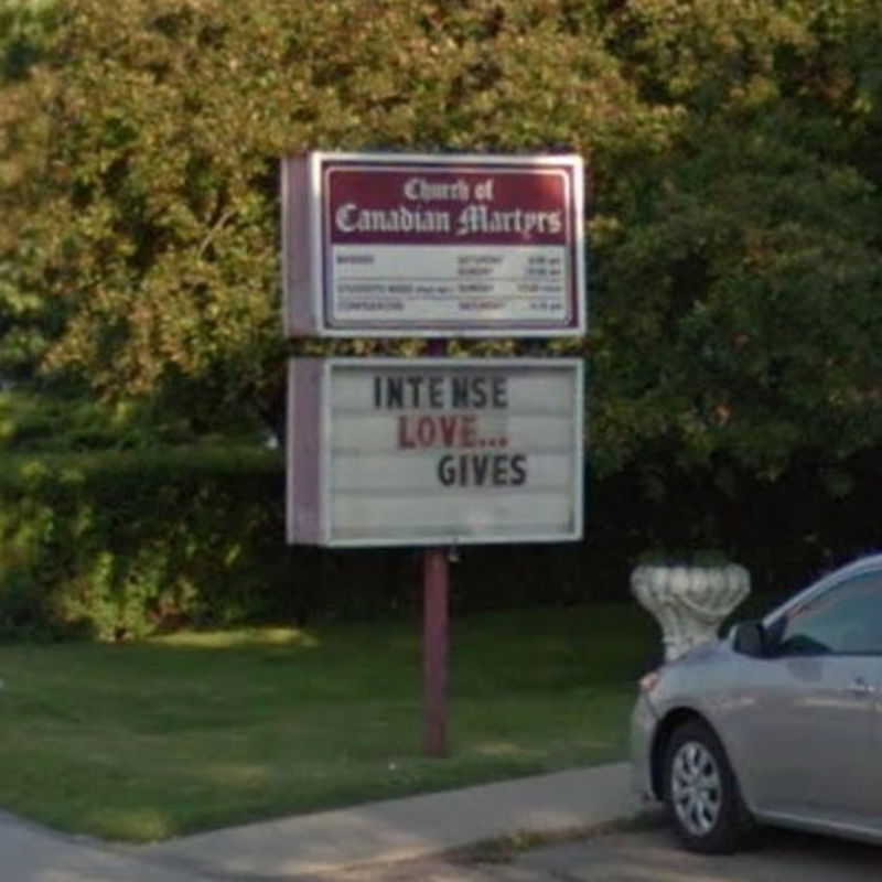 Canadian Martyrs church sign