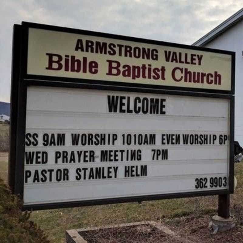 Armstrong Valley Bible Baptist Church sign