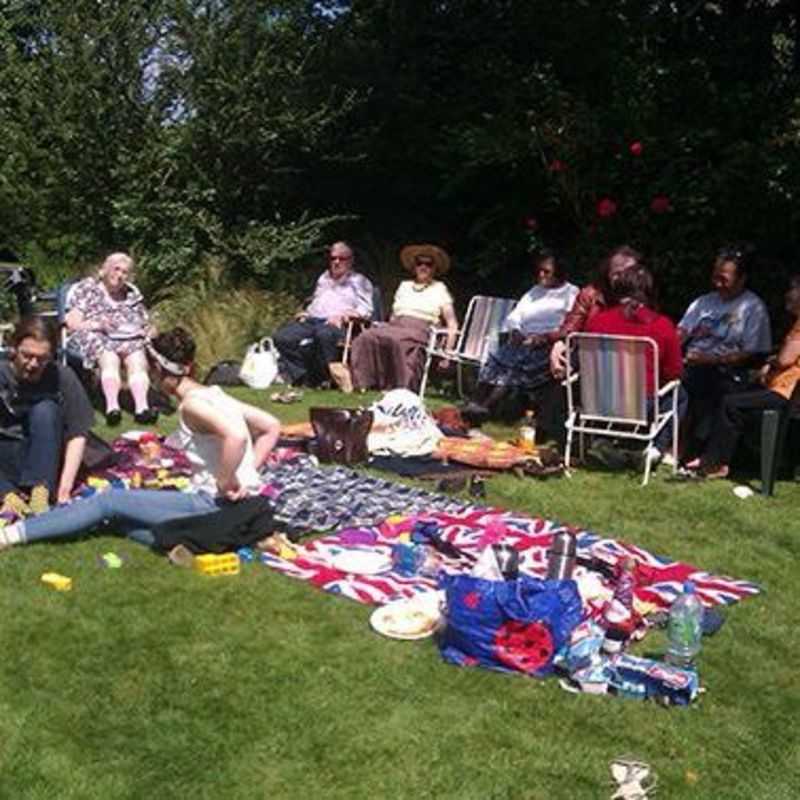 Church picnic in the manse garden