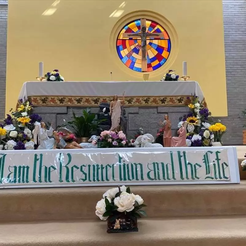 The Easter Garden in front of the Altar Table in St John the Evangelist Church