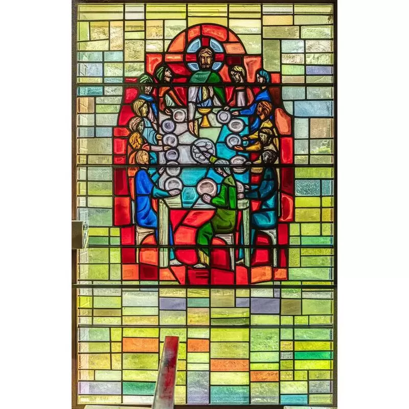 Patrick Pollen stain glass window of the Last Supper, Church of St John the Evangelist, Ballinteer