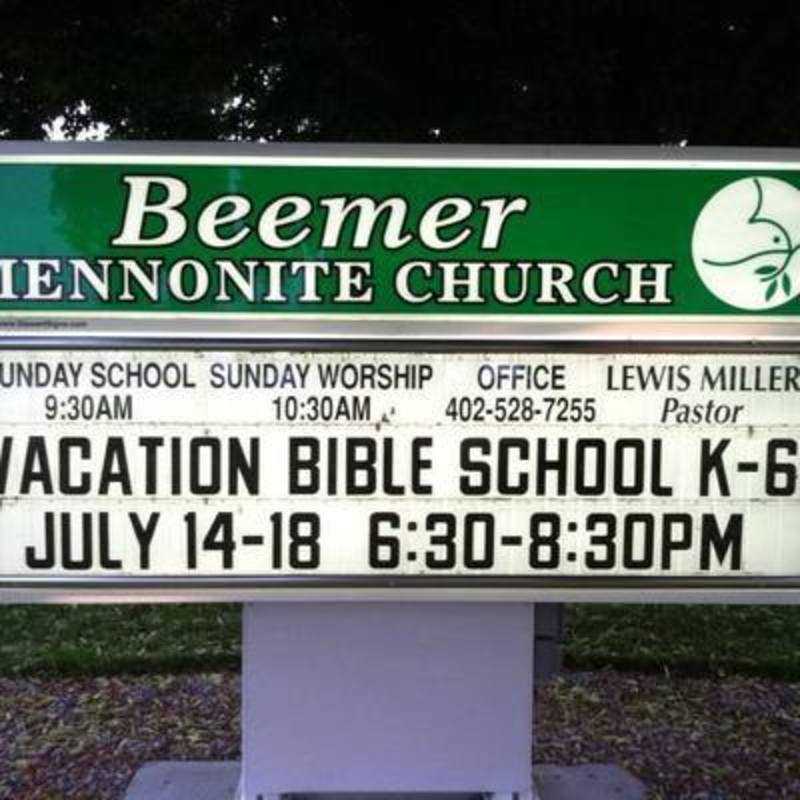 Beemer Mennonite Church sign