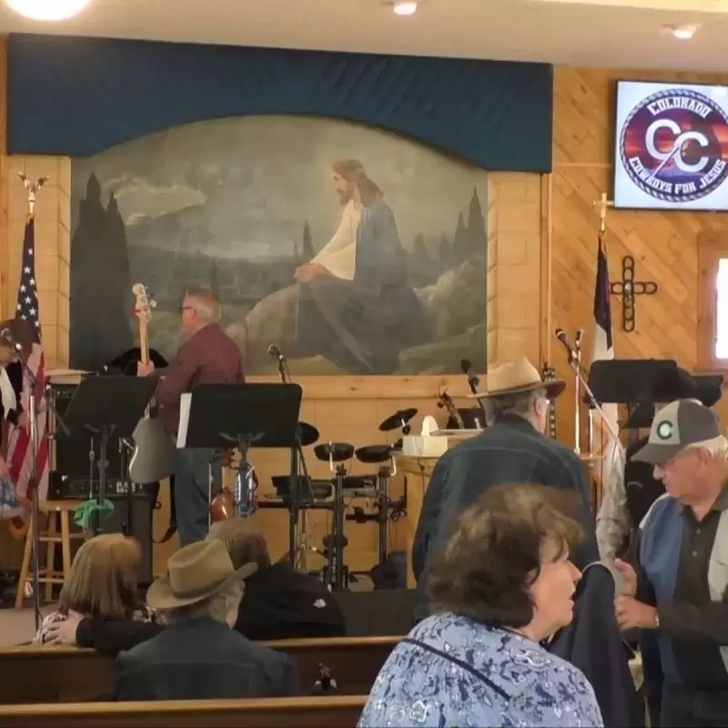 Sunday worship at Colorado Cowboys for Jesus church