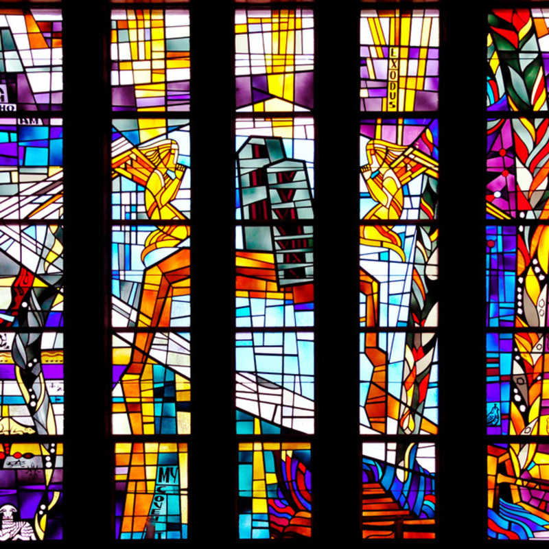 Stained glass - Burning Bush to Ten Commandments