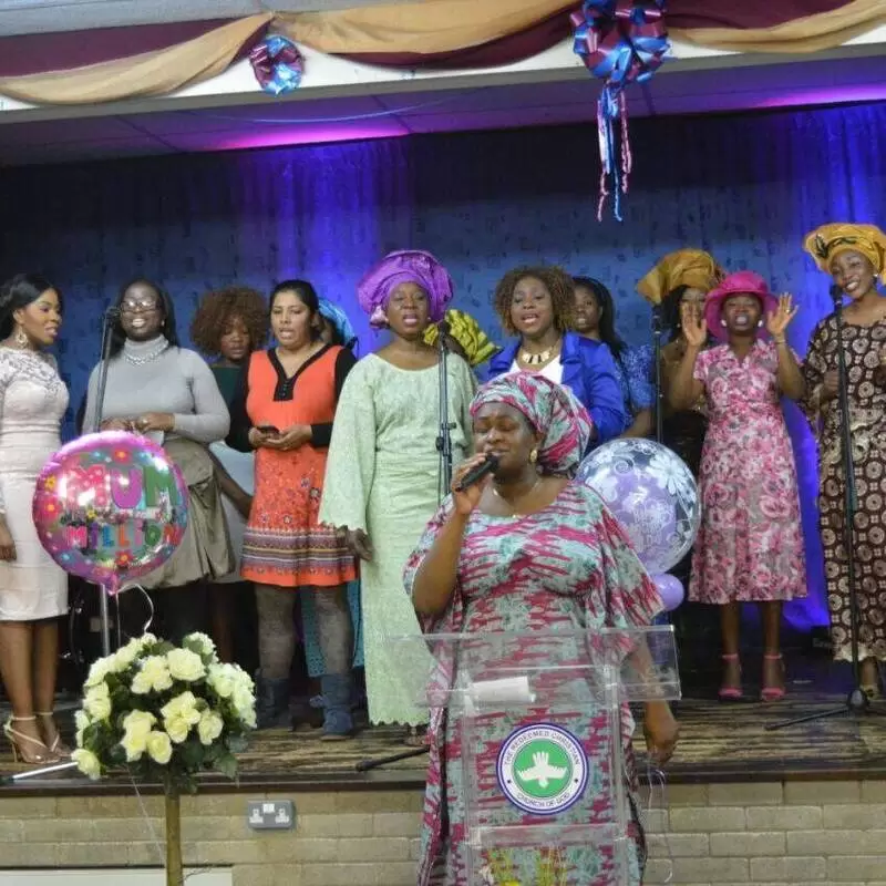 Sister Liness Ofuya leading the Mother's Choir ministration - We are Women of Favour