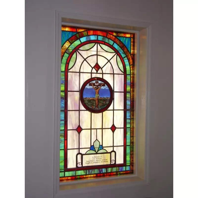'Crucifixion' stained glass window - photo courtesy of Laws Stained Glass Studios, Inc.
