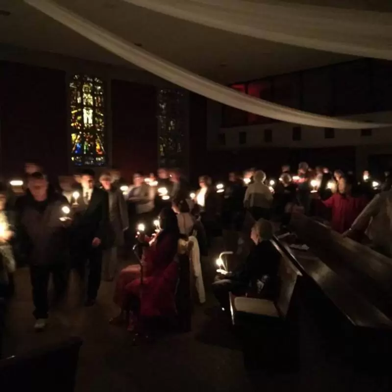 Easter 2016 - processing into the sanctuary with light shared from the Easter Candle