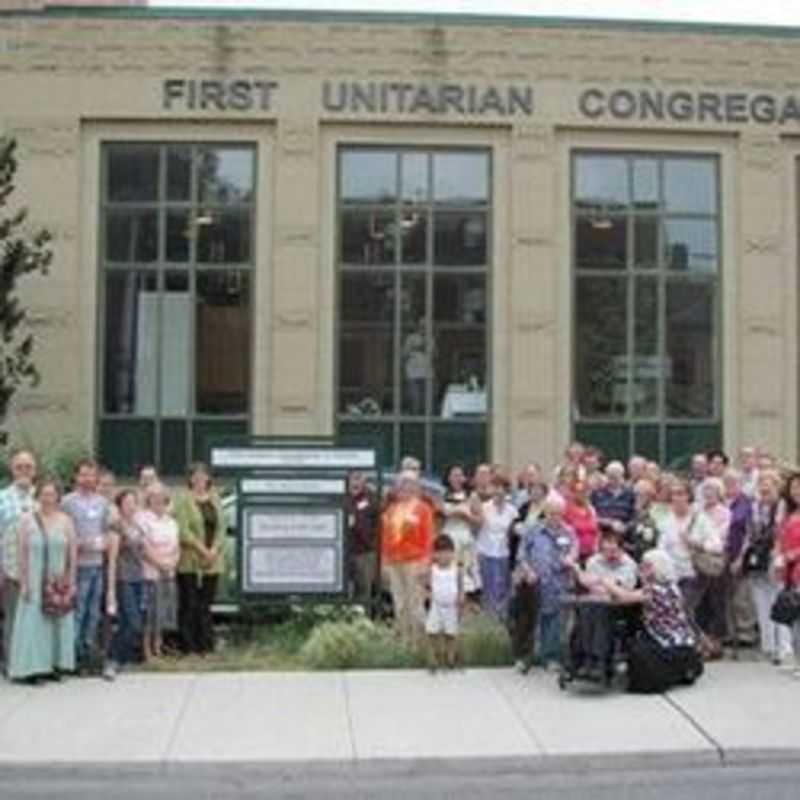 The congregation with our new sign