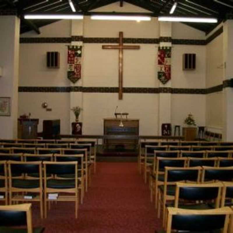 Inside Temple Street Methodist Church, front view