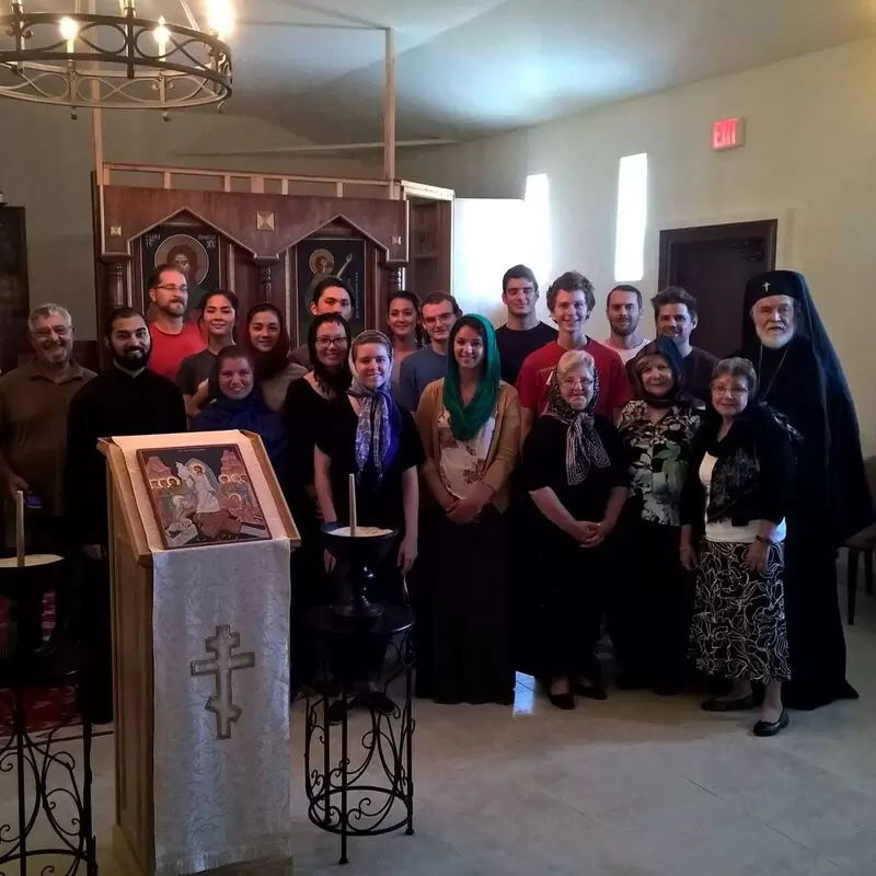 A photo with the bishop - photo courtesy of San Diego Orthodox Young Adults