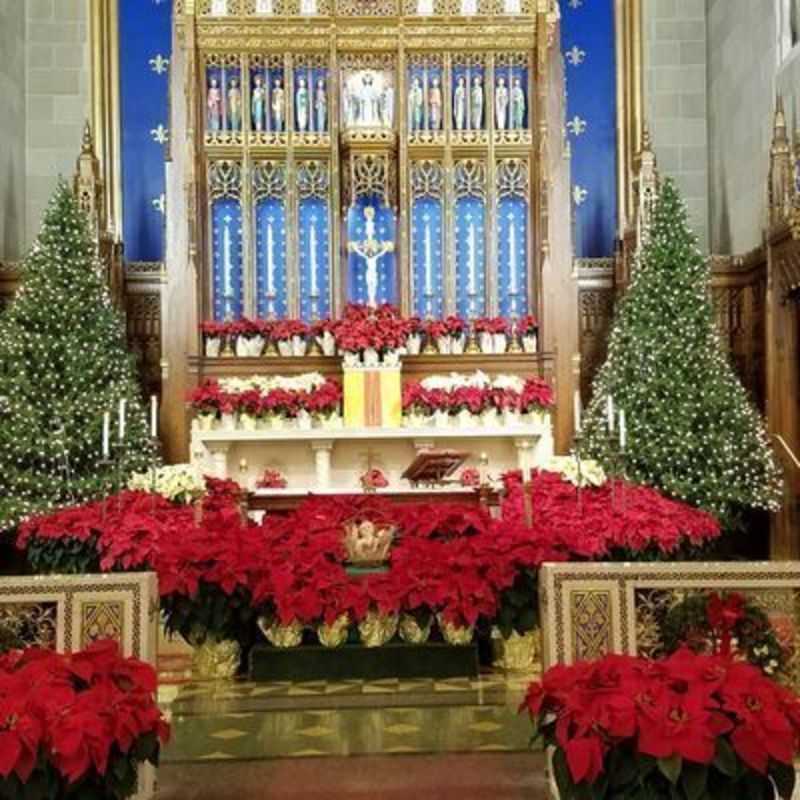 Saint Mary Church Stamford decorated for Christmas