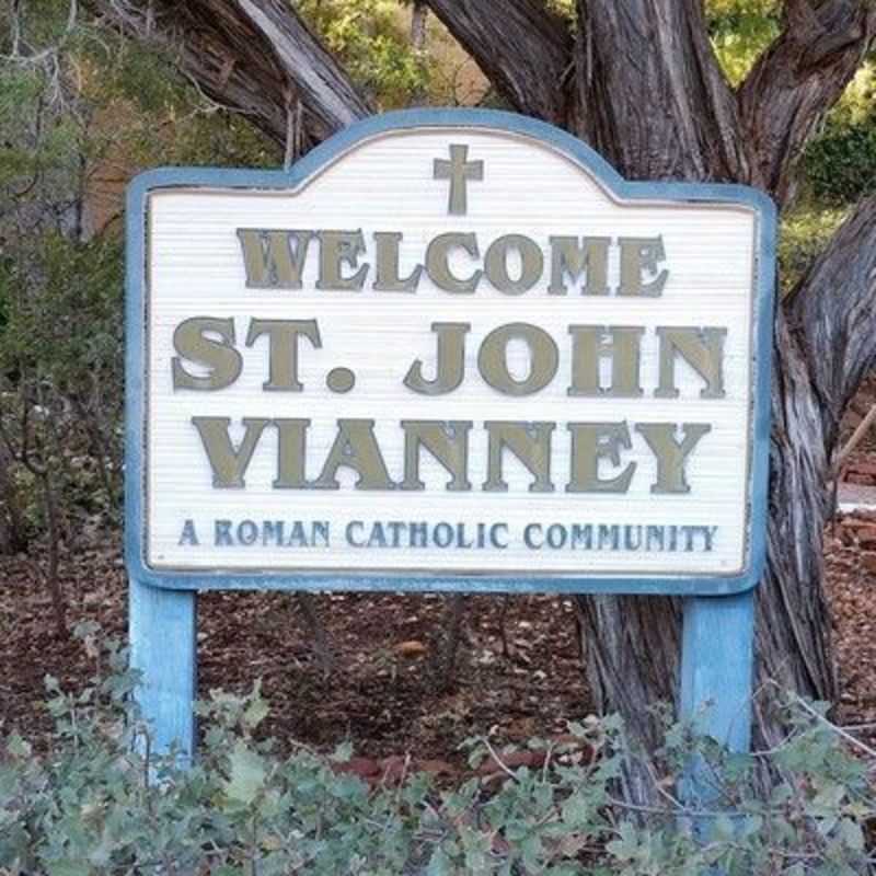 St John Vianney Catholic Church sign