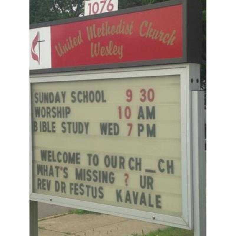 Wesley United Methodist Church sign