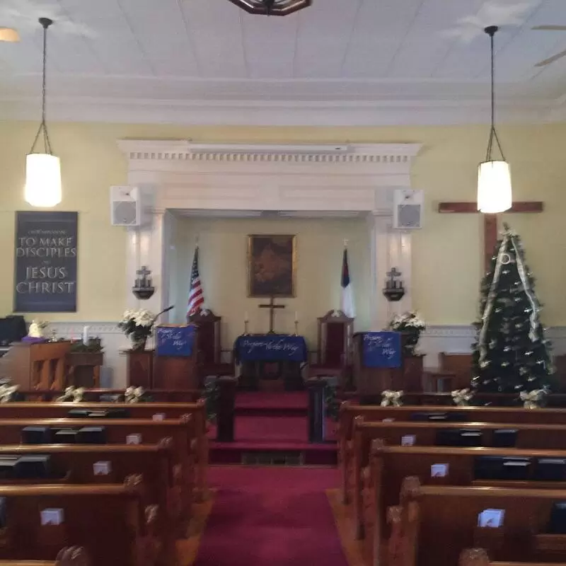 The sanctuary decorated for Christmas
