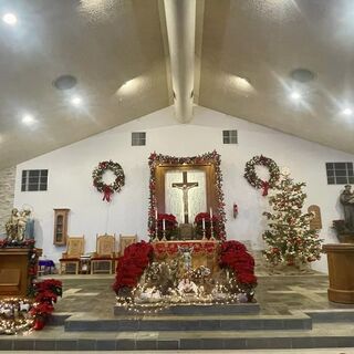 The sanctuary decorated for Christmas (2023)