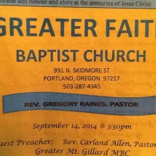 Greater Faith Baptist Church Portland, Oregon