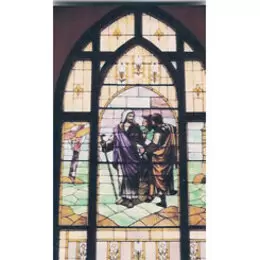 A stained glass window at St. Paul's church