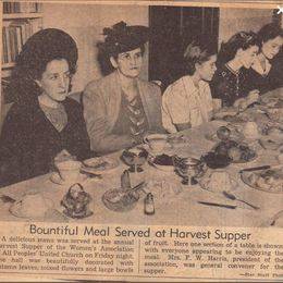 Harvest Supper All Peoples United Church Circa 1950's