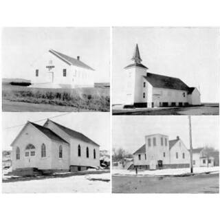 Top Left: Red Top Mennonite Church Top Right: Bethlehem Mennonite Church Bottom Left: Little White Chapel Mennonite Church Bottom Right: First Mennonite Church. Pictures circa 1954.
